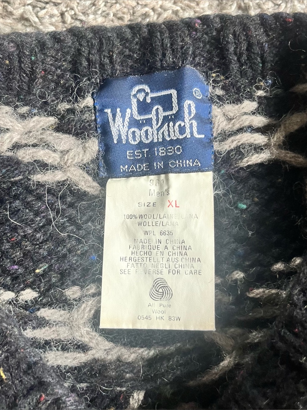 Vintage Men’s Woolrich Aztec Navajo Heavy Knit Sweater 90s Size XL Native Wool - Picture 2 of 6